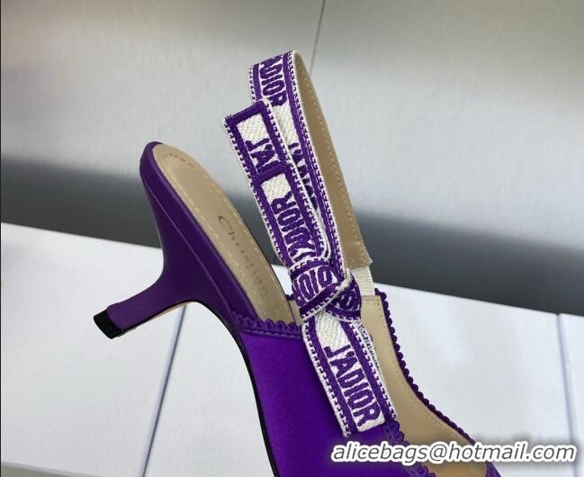 Grade Quality Dior J'Adior Slingback Pumps 6.5cm in Purple Embroidered Satin and Cotton 606039