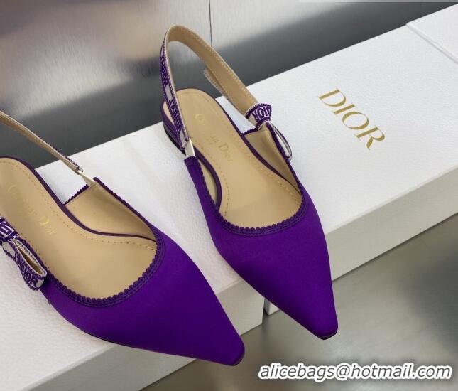 Sophisticated Dior J'Adior Slingback Ballerina Flat in Purple Embroidered Satin and Cotton 606040