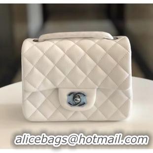 ​Buy Discount Chanel Quilted Lambskin Mini Flap Bag A35200 White/Silver