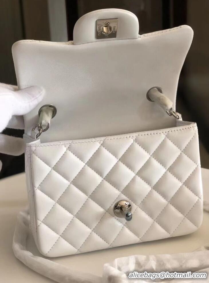 ​Buy Discount Chanel Quilted Lambskin Mini Flap Bag A35200 White/Silver