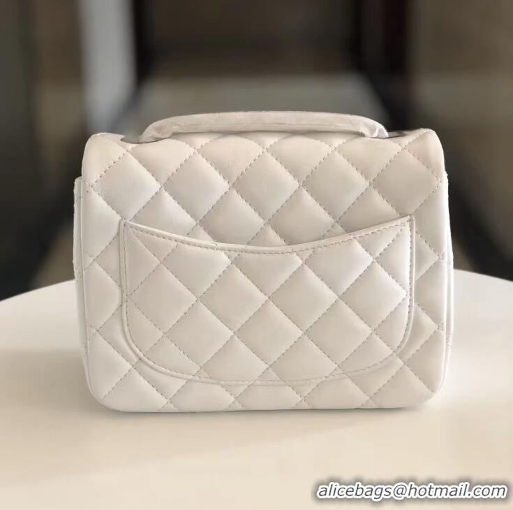 ​Buy Discount Chanel Quilted Lambskin Mini Flap Bag A35200 White/Silver