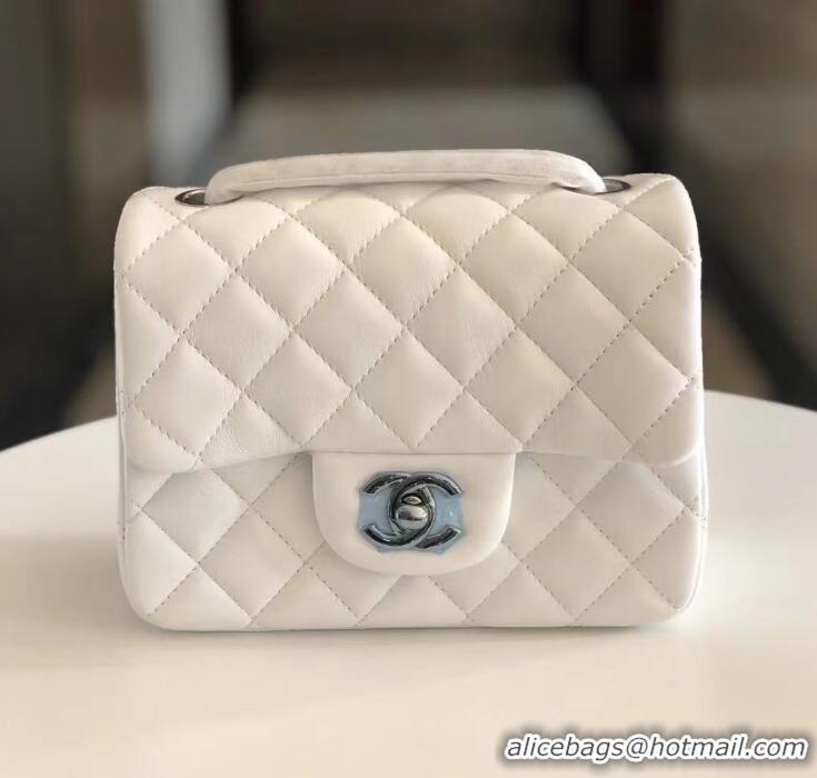 ​Buy Discount Chanel Quilted Lambskin Mini Flap Bag A35200 White/Silver