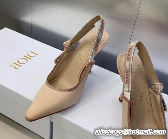 Best Grade Dior J'Adior Slingback Pumps 9.5cm in Nude Embroidered Satin and Cotton 606041