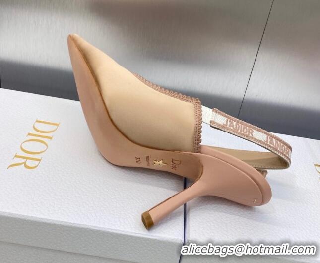 Best Grade Dior J'Adior Slingback Pumps 9.5cm in Nude Embroidered Satin and Cotton 606041