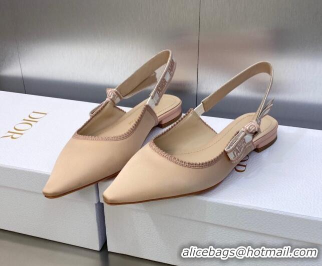 Comfortable Dior J'Adior Slingback Ballerina Flat in Nude Embroidered Satin and Cotton 606043