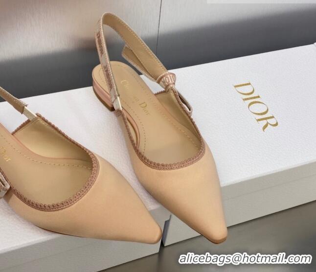 Comfortable Dior J'Adior Slingback Ballerina Flat in Nude Embroidered Satin and Cotton 606043