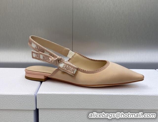 Comfortable Dior J'Adior Slingback Ballerina Flat in Nude Embroidered Satin and Cotton 606043