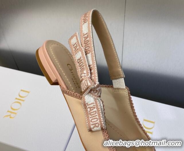 Comfortable Dior J'Adior Slingback Ballerina Flat in Nude Embroidered Satin and Cotton 606043