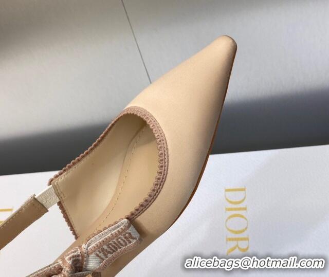 Comfortable Dior J'Adior Slingback Ballerina Flat in Nude Embroidered Satin and Cotton 606043