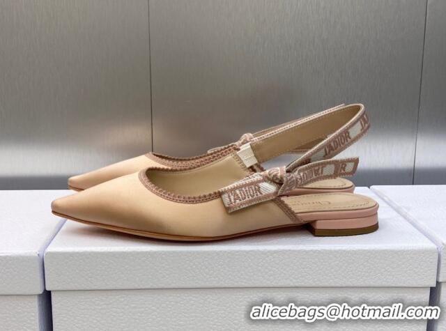 Comfortable Dior J'Adior Slingback Ballerina Flat in Nude Embroidered Satin and Cotton 606043