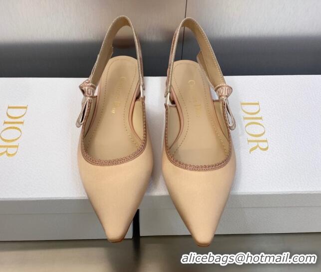 Comfortable Dior J'Adior Slingback Ballerina Flat in Nude Embroidered Satin and Cotton 606043