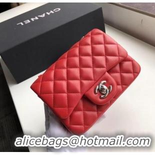 Top Quality Chanel Quilted Lambskin Mini Flap Bag A35200 Red/Silver