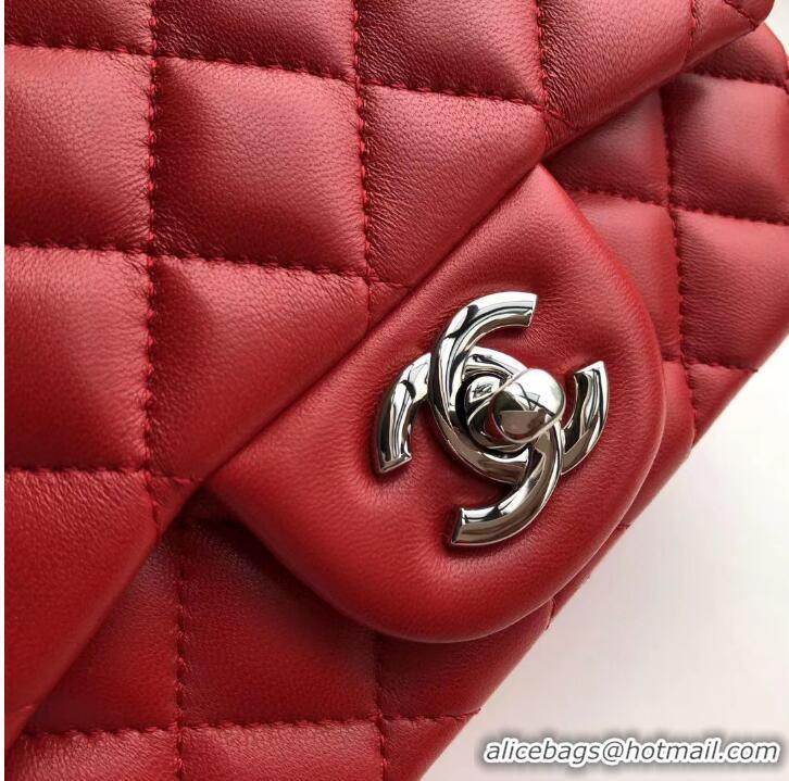 Top Quality Chanel Quilted Lambskin Mini Flap Bag A35200 Red/Silver