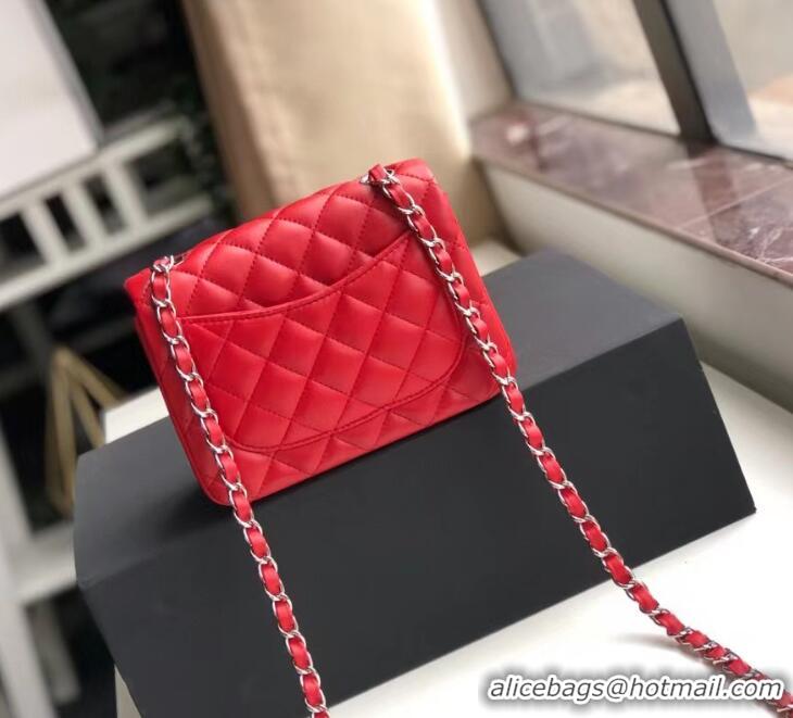 Top Quality Chanel Quilted Lambskin Mini Flap Bag A35200 Red/Silver