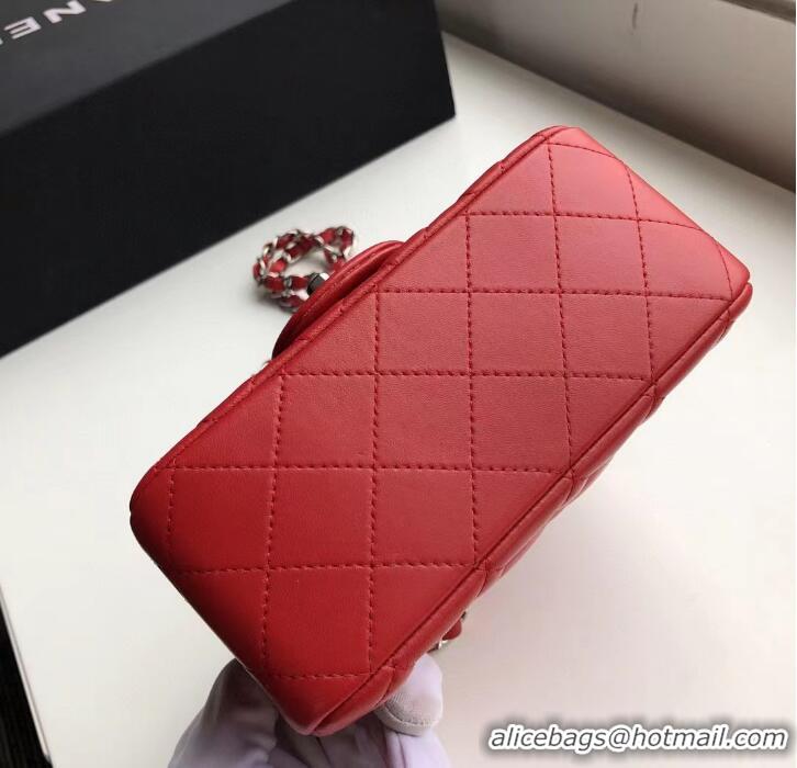 Top Quality Chanel Quilted Lambskin Mini Flap Bag A35200 Red/Silver