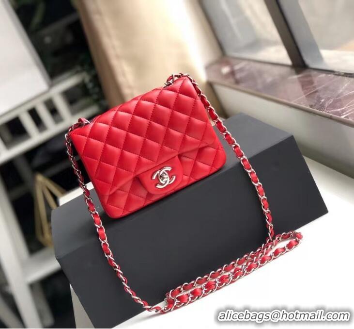 Top Quality Chanel Quilted Lambskin Mini Flap Bag A35200 Red/Silver