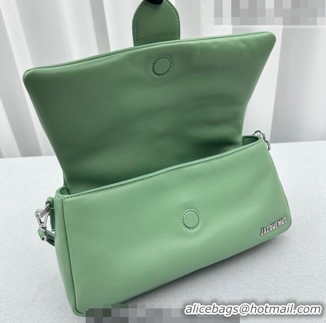 Inexpensive Jacquemus Le Bambimou Puffed Flap Bag in Soft Padded Lambskin 2084 Khaki Green 2023