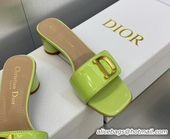 Good Looking Dior C'est Dior Heeled Slide Sandals 4.5cm in Green Patent Calfskin with CD Letters 606080