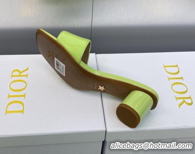 Good Looking Dior C'est Dior Heeled Slide Sandals 4.5cm in Green Patent Calfskin with CD Letters 606080