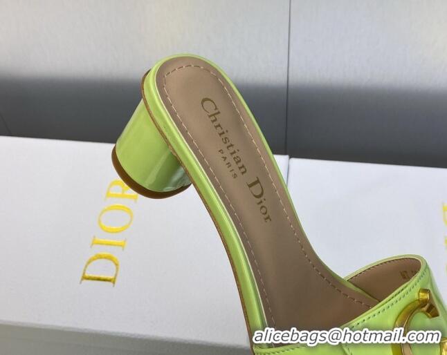 Good Looking Dior C'est Dior Heeled Slide Sandals 4.5cm in Green Patent Calfskin with CD Letters 606080