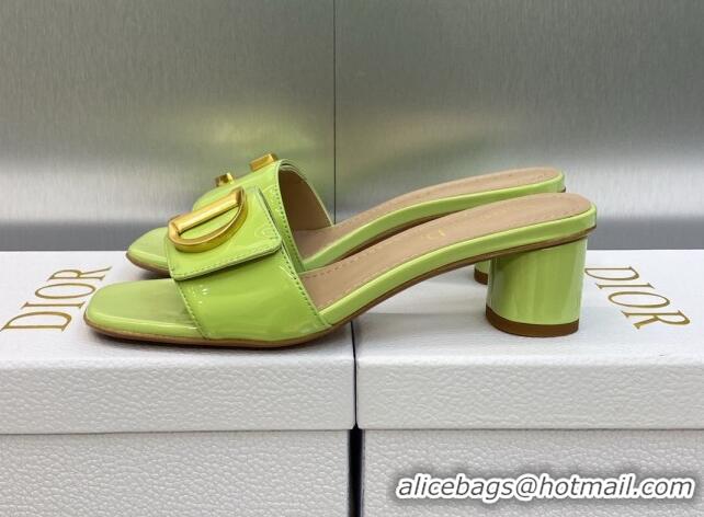 Good Looking Dior C'est Dior Heeled Slide Sandals 4.5cm in Green Patent Calfskin with CD Letters 606080