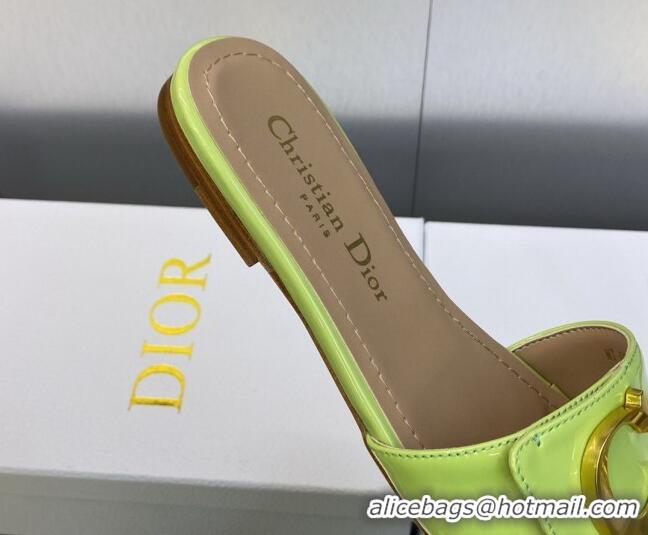 Luxury Dior C'est Dior Flat Slide Sandals in Green Patent Calfskin with CD Letters 606081