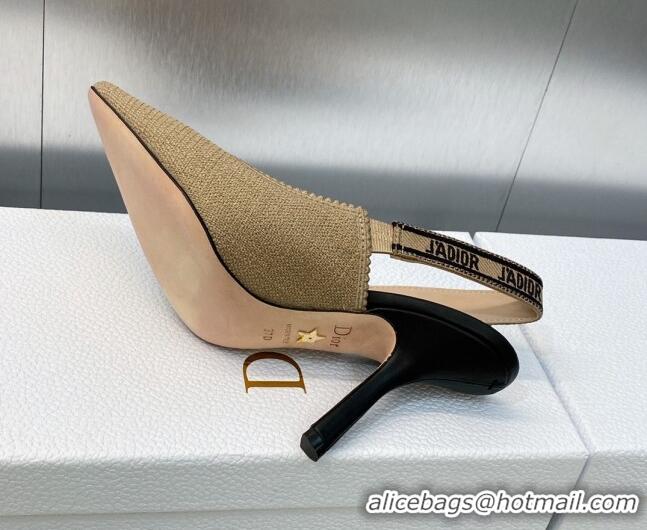 Luxury Dior J'Adior Slingback Pumps 9.5cm in Beige Embroidered Jute Canvas 620027