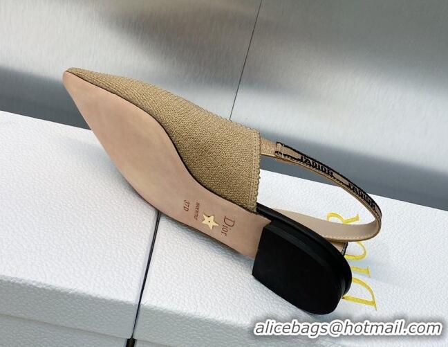 Most Popular Dior J'Adior Slingback Flat in Beige Embroidered Jute Canvas 620029