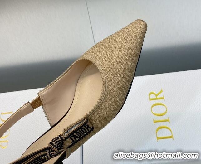 Most Popular Dior J'Adior Slingback Flat in Beige Embroidered Jute Canvas 620029