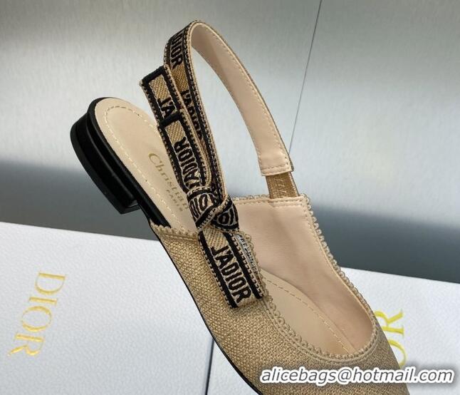 Most Popular Dior J'Adior Slingback Flat in Beige Embroidered Jute Canvas 620029