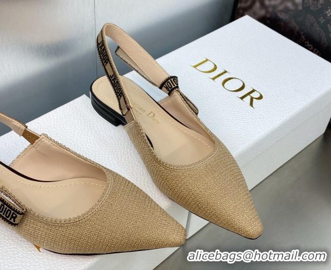 Most Popular Dior J'Adior Slingback Flat in Beige Embroidered Jute Canvas 620029