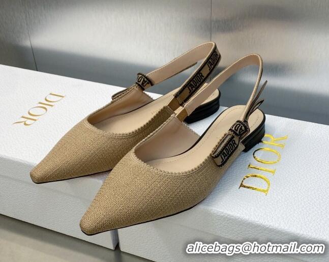 Most Popular Dior J'Adior Slingback Flat in Beige Embroidered Jute Canvas 620029