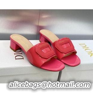 Trendy Design Dior Day Heel Slide Sandals 3.5cm in Patent Leather Pink 620030