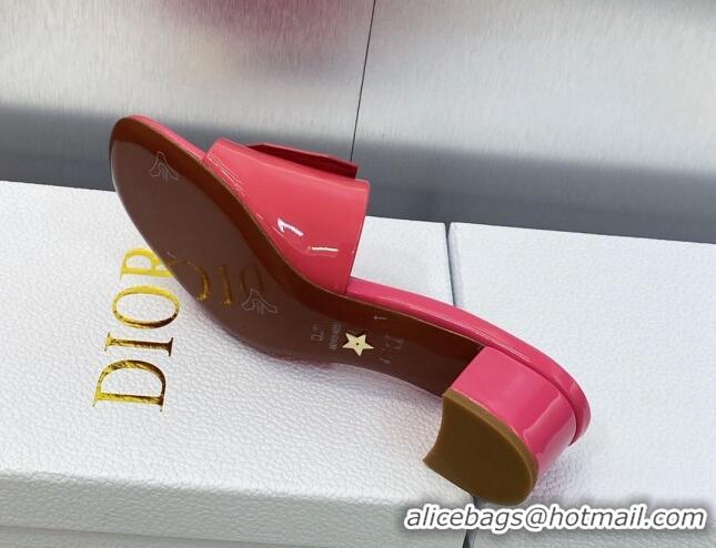 Trendy Design Dior Day Heel Slide Sandals 3.5cm in Patent Leather Pink 620030