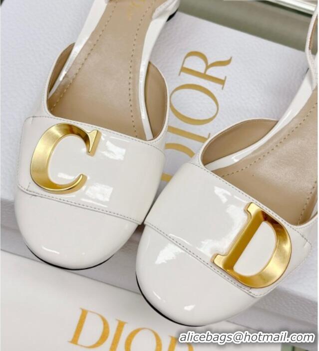 Low Cost Dior C'est Dior Slingback Pumps 3.5cm in Patent Calfskin White 620033