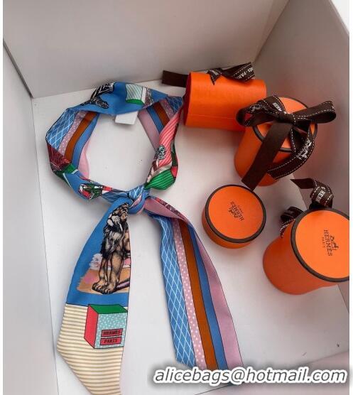 Buy Fashionable Hermes Silk Bandeau Scarf 5x85cm H082204 Blue 2023