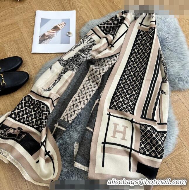 Free Shipping Hermes Long Scarf 65x180cm H08231 Beige 2023