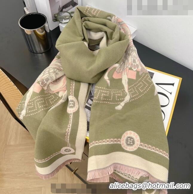 Good Looking Hermes Long Scarf 65x180cm H08233 Green 2023