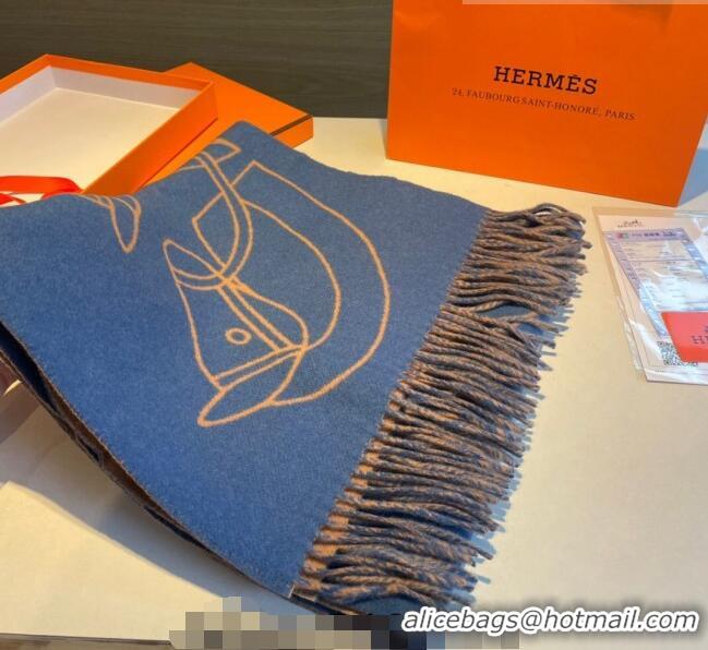 Good Taste Hermes Long Scarf 40x195cm H082201 Blue 2023