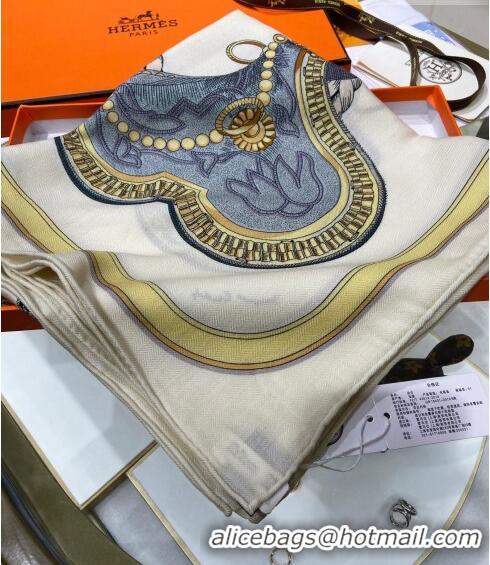 Discount Hermes Grand Apparat Forever Cashmere Shawl Scarf 140cm H001364S White 2023