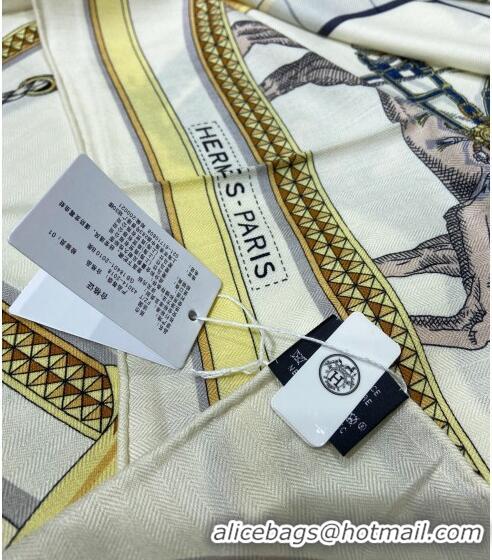 Discount Hermes Grand Apparat Forever Cashmere Shawl Scarf 140cm H001364S White 2023