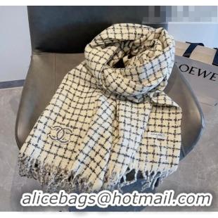 Famous Brand Chanel Check Long Scarf 78x190cm CH090501 White 2023