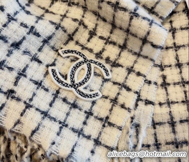 Famous Brand Chanel Check Long Scarf 78x190cm CH090501 White 2023