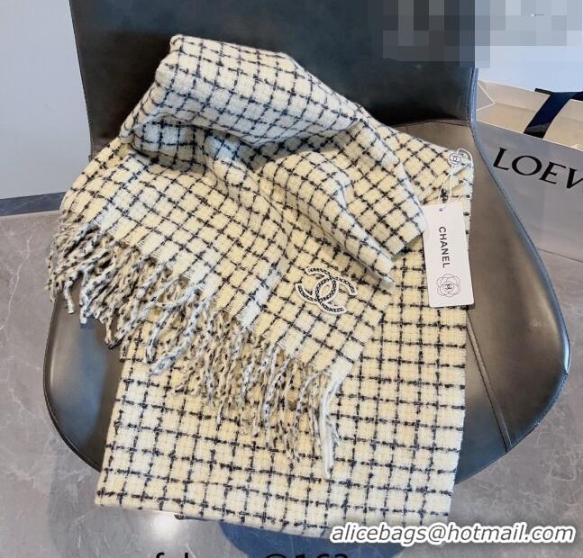 Famous Brand Chanel Check Long Scarf 78x190cm CH090501 White 2023