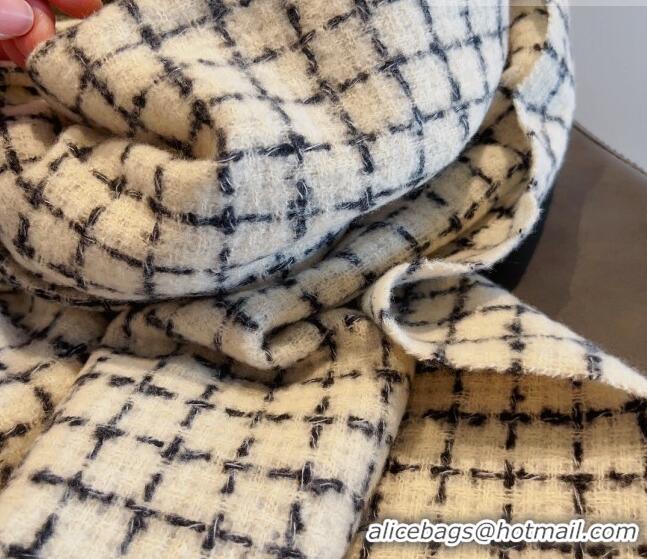 Famous Brand Chanel Check Long Scarf 78x190cm CH090501 White 2023