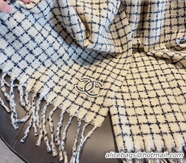 Famous Brand Chanel Check Long Scarf 78x190cm CH090501 White 2023