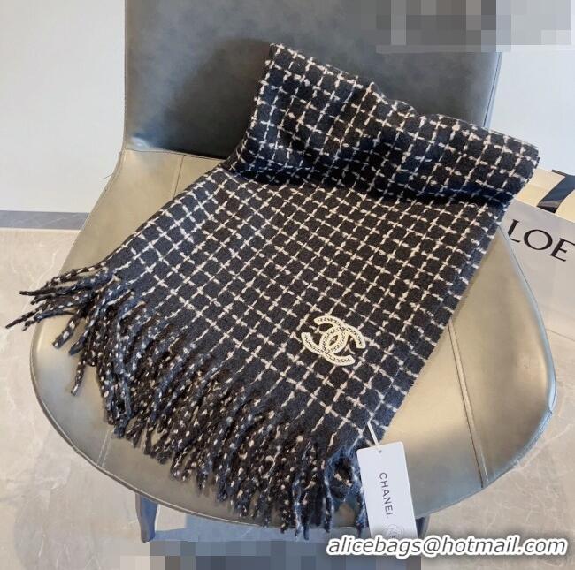 Reasonable Price Chanel Check Long Scarf 78x190cm CH090501 Black 2023