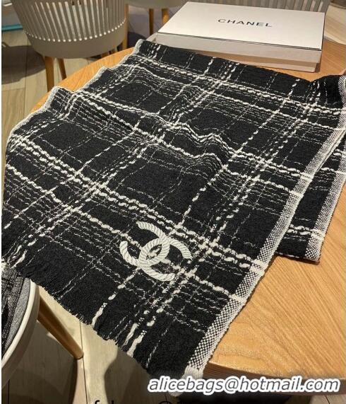 Good Product Chanel Wool Long Scarf 50x200cm 0905 Black 2023