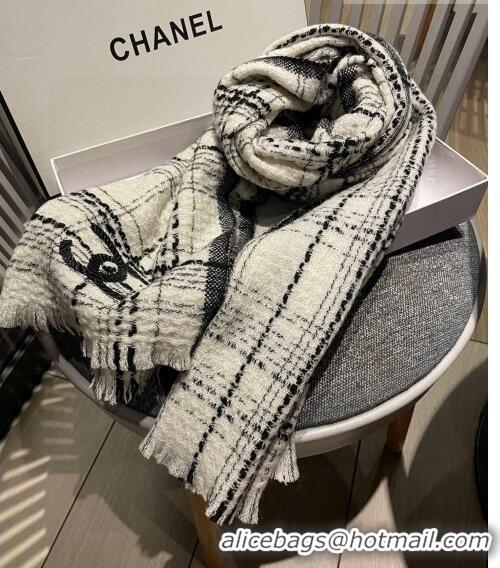 Super Quality Chanel Wool Long Scarf 50x200cm 0905 White 2023