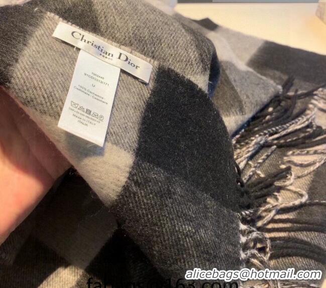 Unique Style Dior Cashmere Check Scarf Dr09051 Grey 2023